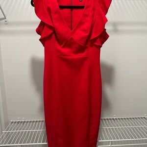 Elegant Red Ruffle Dress